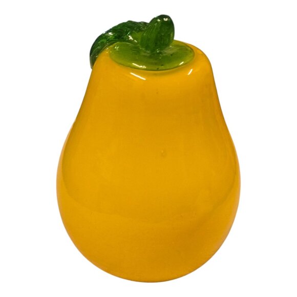 Glass Pear Handcrafted Yellow Green Fruit Figurine Sculpture 4 Inch - Picture 2 of 16